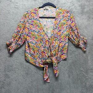 Show Me Your Mumu Kimmy Tie Top Womens Small Colorful Elbow Length Beachy